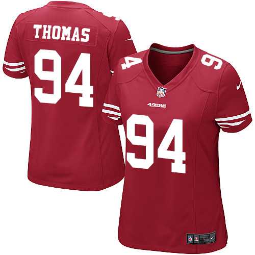 Women's Nike San Francisco 49ers #94 Solomon Thomas Red Team Color Stitched NFL Elite Jersey