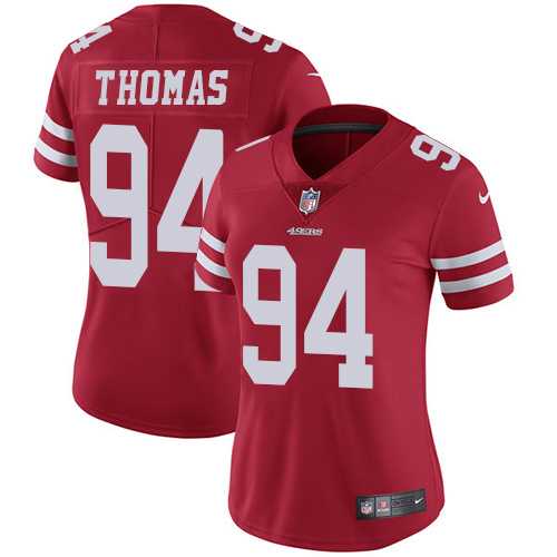 Women's Nike San Francisco 49ers #94 Solomon Thomas Red Team Color Stitched NFL Vapor Untouchable Limited Jersey