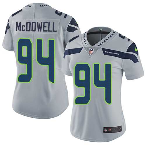 Women's Nike Seattle Seahawks #94 Malik McDowell Grey Alternate Stitched NFL Vapor Untouchable Limited Jersey