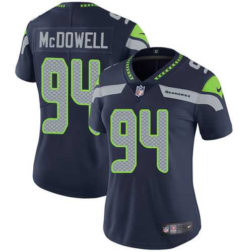 Women's Nike Seattle Seahawks #94 Malik McDowell Steel Blue Team Color Stitched NFL Vapor Untouchable Limited Jersey