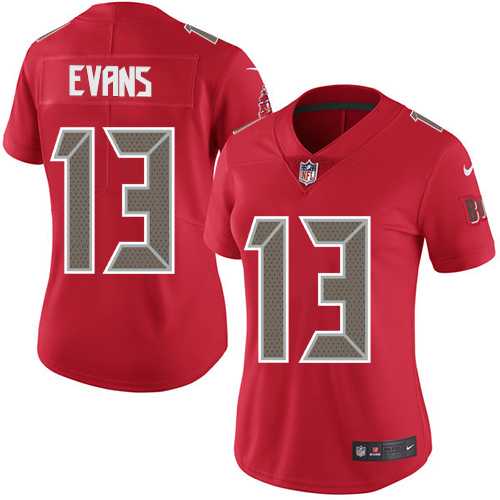 Women's Nike Tampa Bay Buccaneers #13 Mike Evans Red Stitched NFL Limited Rush Jersey
