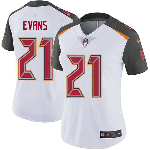 Women's Nike Tampa Bay Buccaneers #21 Justin Evans White Stitched NFL Vapor Untouchable Limited Jersey