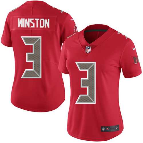 Women's Nike Tampa Bay Buccaneers #3 Jameis Winston Red Stitched NFL Limited Rush Jersey Women's Nike Tampa Bay Buccaneers #3 Jameis Winston Red Stitched NFL Limited Rush Jersey