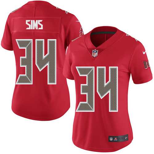 Women's Nike Tampa Bay Buccaneers #34 Charles Sims Red Stitched NFL Limited Rush Jersey