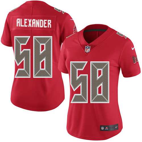 Women's Nike Tampa Bay Buccaneers #58 Kwon Alexander Red Stitched NFL Limited Rush Jersey Women's Nike Tampa Bay Buccaneers #58 Kwon Alexander Red Stitched NFL Limited Rush Jersey