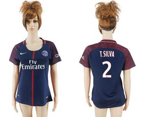 Women's Paris Saint-Germain #2 T.Silva Home Soccer Club Jersey