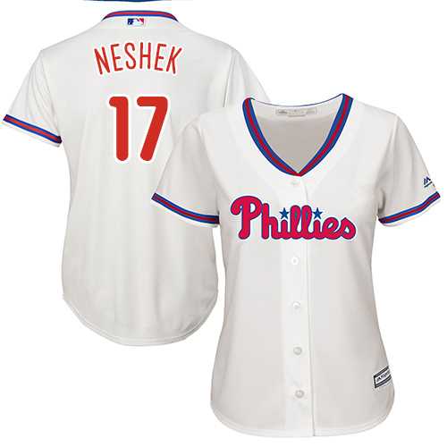 Women's Philadelphia Phillies #17 Pat Neshek Cream Alternate Stitched MLB Jersey