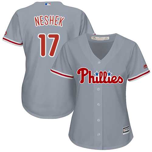 Women's Philadelphia Phillies #17 Pat Neshek Grey Road Stitched MLB Jersey