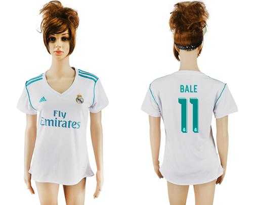 Women's Real Madrid #11 Bale Home Soccer Club Jersey