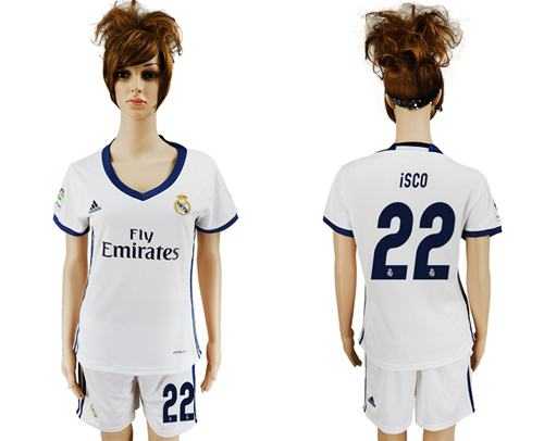 Women's Real Madrid #22 Isco Home Soccer Club Jersey