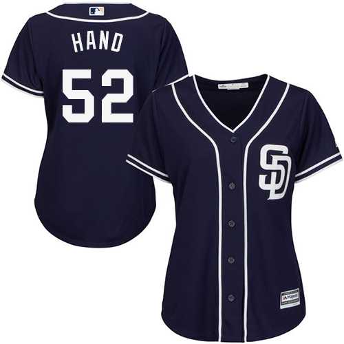 Women's San Diego Padres #52 Brad Hand Navy Blue Alternate Stitched MLB Jersey