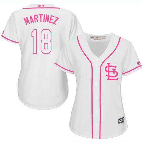 Women's St.Louis Cardinals #18 Carlos Martinez White Pink Fashion Stitched MLB Jersey