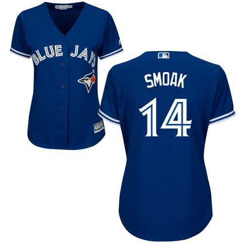 Women's Toronto Blue Jays #14 Justin Smoak Blue Alternate Stitched MLB Jersey