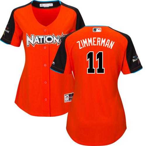 Women's Washington Nationals #11 Ryan Zimmerman Orange 2017 All-Star National League Stitched MLB Jersey