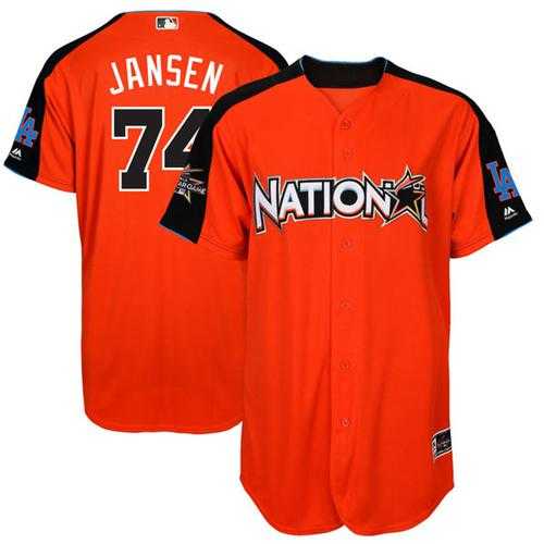 Youth Los Angeles Dodgers #74 Kenley Jansen Orange 2017 All-Star National League Stitched MLB Jersey