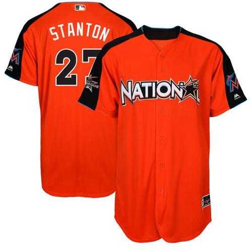 Youth Miami Marlins #27 Giancarlo Stanton Orange 2017 All-Star National League Stitched MLB Jersey
