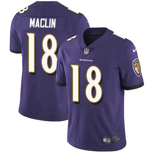 Youth Nike Baltimore Ravens #18 Jeremy Maclin Purple Team Color Stitched NFL Vapor Untouchable Limited Jersey