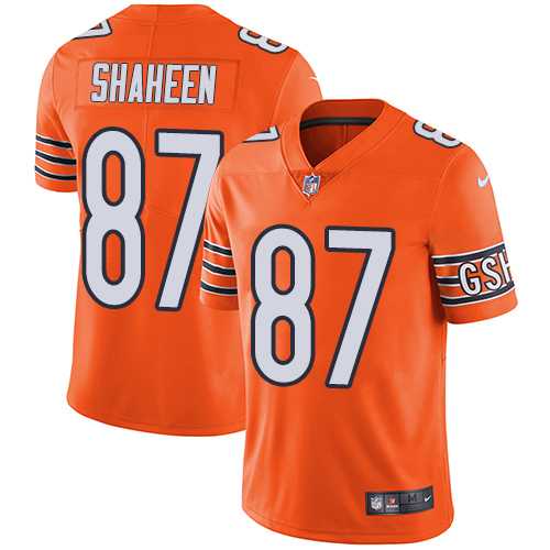 Youth Nike Chicago Bears #87 Adam Shaheen Orange Stitched NFL Limited Rush Jersey