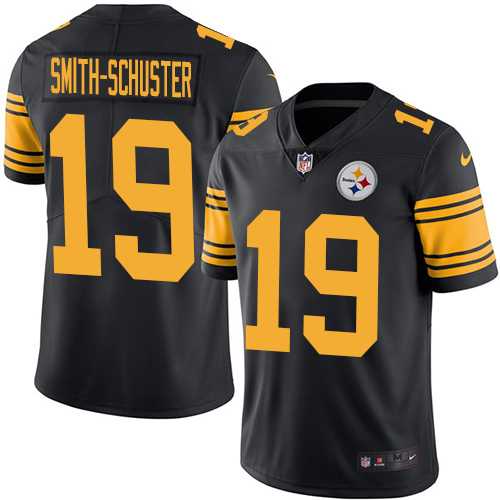 Youth Nike Pittsburgh Steelers #19 JuJu Smith-Schuster Black Stitched NFL Limited Rush Jersey