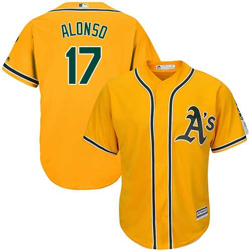 Youth Oakland Athletics #17 Yonder Alonso Gold Cool Base Stitched MLB Jersey