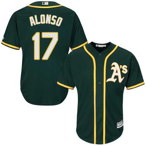 Youth Oakland Athletics #17 Yonder Alonso Green Cool Base Stitched MLB Jersey