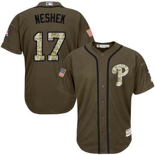 Youth Philadelphia Phillies #17 Pat Neshek Green Salute to Service Stitched MLB Jersey