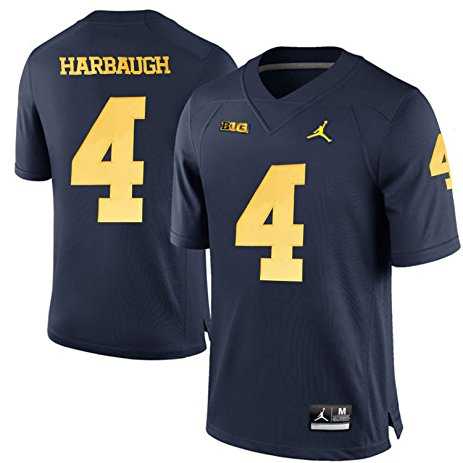 2016 Men's Jordan Brand Michigan Wolverines Jim Harbaugh 4 College Football Limited Navy Blue Jersey_