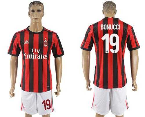 AC Milan #19 Bonucci Home Soccer Club Jersey