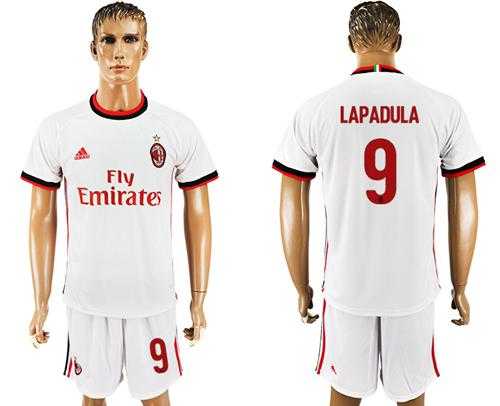 AC Milan #9 Lapadula Away Soccer Club Jersey