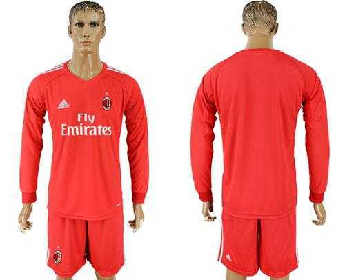 AC Milan Blank Red Goalkeeper Long Sleeves Soccer Club Jersey