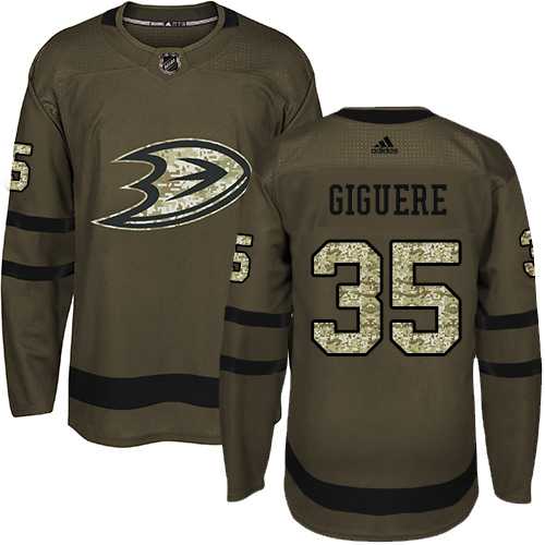 Adidas Anaheim Ducks #35 Jean-Sebastien Giguere Green Salute to Service Stitched NHL Jersey