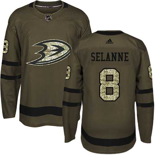 Adidas Anaheim Ducks #8 Teemu Selanne Green Salute to Service Stitched NHL Jersey