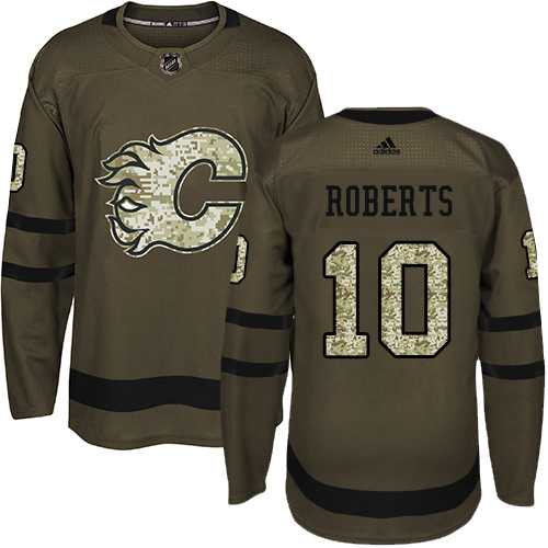 Adidas Calgary Flames #10 Gary Roberts Green Salute to Service Stitched NHL
