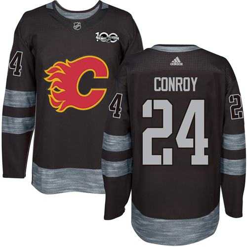 Adidas Calgary Flames #24 Craig Conroy Black 1917-2017 100th Anniversary Stitched NHL