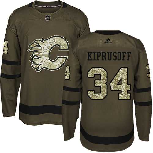 Adidas Calgary Flames #34 Miikka Kiprusoff Green Salute to Service Stitched NHL
