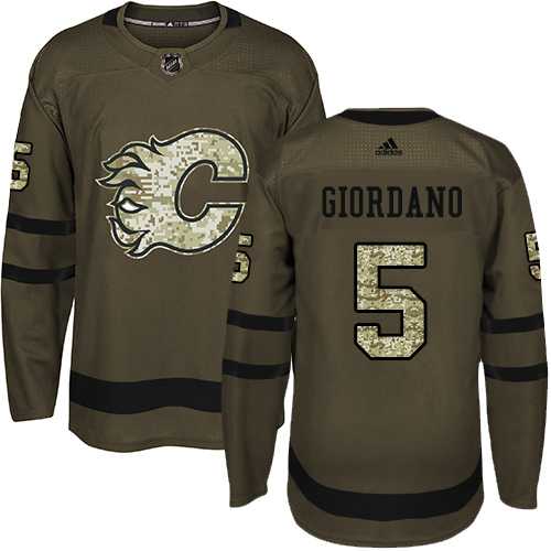 Adidas Calgary Flames #5 Mark Giordano Green Salute to Service Stitched NHL