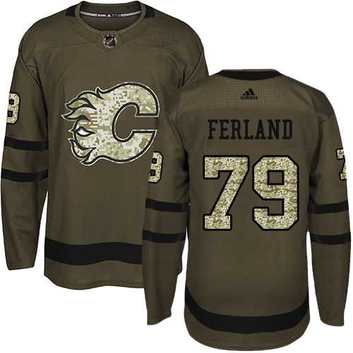 Adidas Calgary Flames #79 Michael Ferland Green Salute to Service Stitched NHL