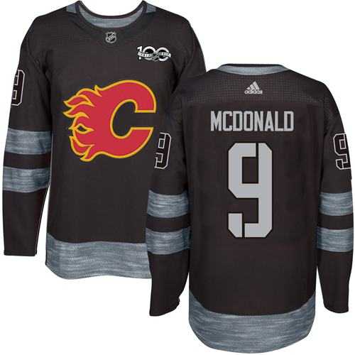 Adidas Calgary Flames #9 Lanny McDonald Black 1917-2017 100th Anniversary Stitched NHL