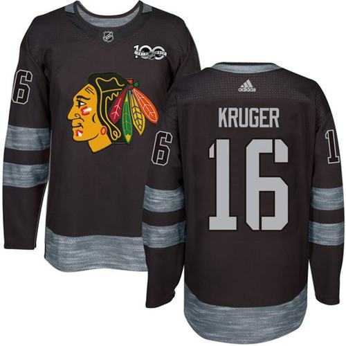 Adidas Chicago Blackhawks #16 Marcus Kruger Black 1917-2017 100th Anniversary Stitched NHL