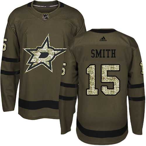 Adidas Dallas Stars #15 Bobby Smith Green Salute to Service Stitched NHL Jersey