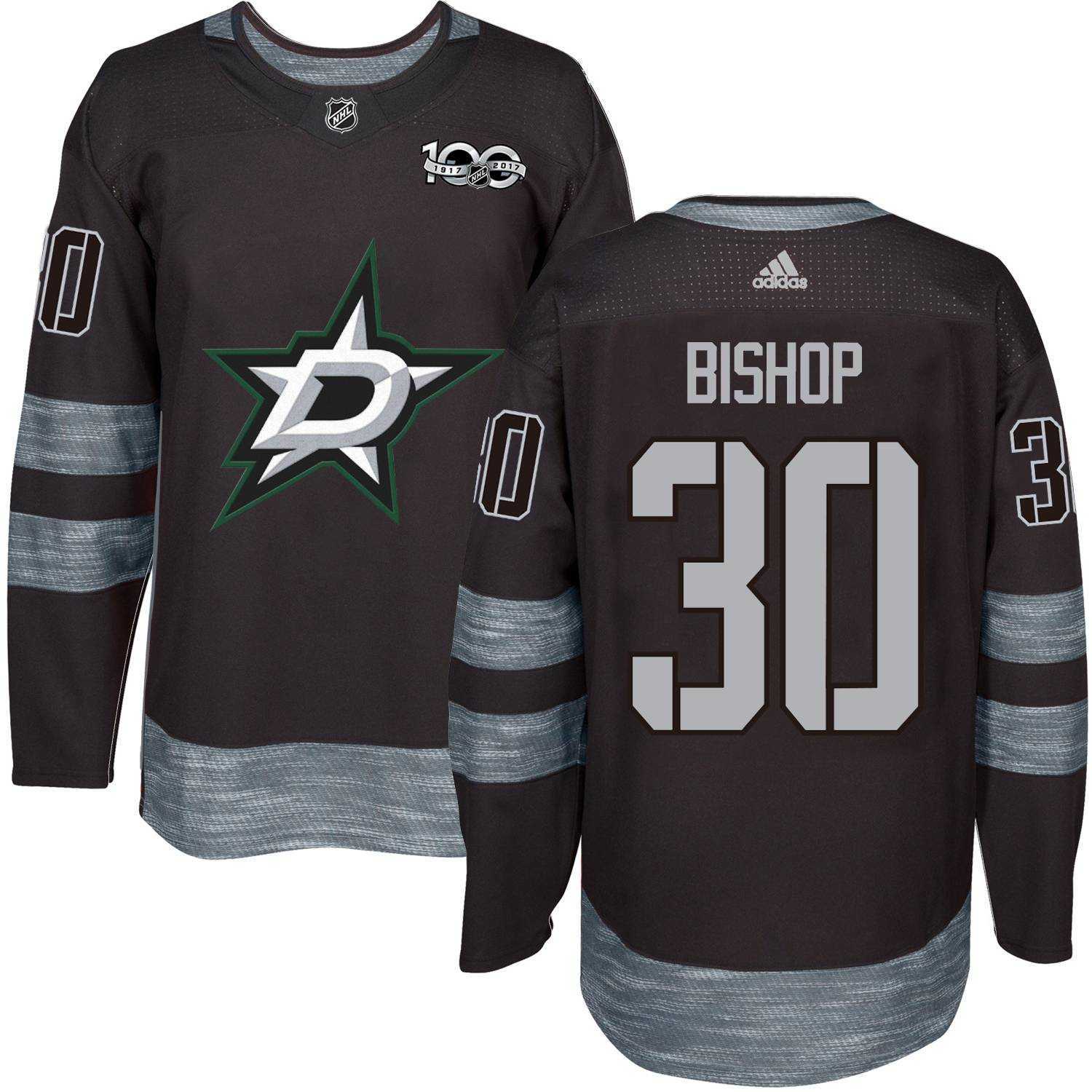 Adidas Dallas Stars #30 Ben Bishop Black 1917-2017 100th Anniversary Stitched NHL Jersey