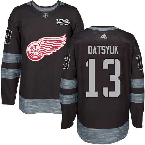Adidas Detroit Red Wings #13 Pavel Datsyuk Black 1917-2017 100th Anniversary Stitched NHL