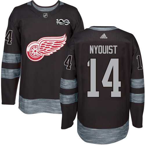 Adidas Detroit Red Wings #14 Gustav Nyquist Black 1917-2017 100th Anniversary Stitched NHL