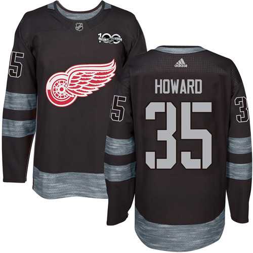 Adidas Detroit Red Wings #35 Jimmy Howard Black 1917-2017 100th Anniversary Stitched NHL