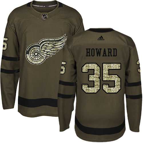 Adidas Detroit Red Wings #35 Jimmy Howard Green Salute to Service Stitched NHL