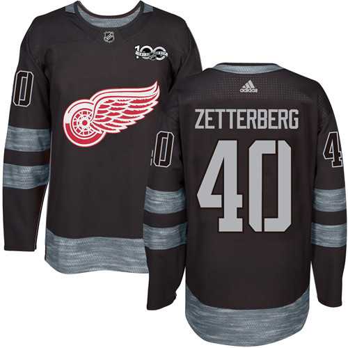 Adidas Detroit Red Wings #40 Henrik Zetterberg Black 1917-2017 100th Anniversary Stitched NHL