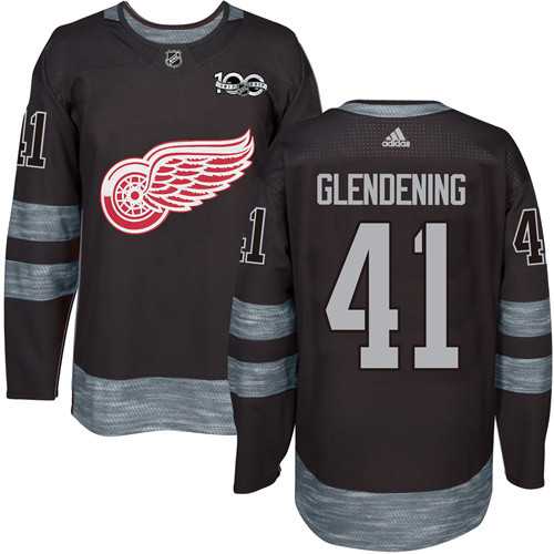 Adidas Detroit Red Wings #41 Luke Glendening Black 1917-2017 100th Anniversary Stitched NHL