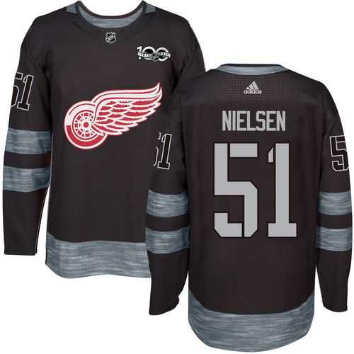 Adidas Detroit Red Wings #51 Frans Nielsen Black 1917-2017 100th Anniversary Stitched NHL