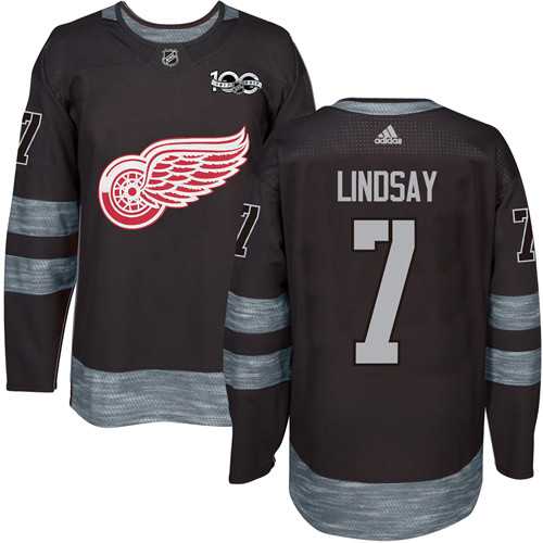 Adidas Detroit Red Wings #7 Ted Lindsay Black 1917-2017 100th Anniversary Stitched NHL