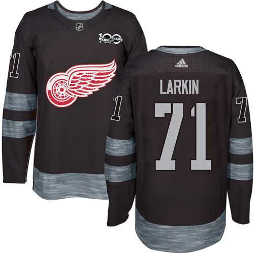 Adidas Detroit Red Wings #71 Dylan Larkin Black 1917-2017 100th Anniversary Stitched NHL